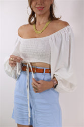 חולצה מעוצבת בלבן- M